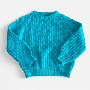 Vibrant Turquoise Chunky Knit Raglan Sweater
